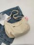 Letter Patch Detail Hobo Bag Polyester With Bag Charm Casual