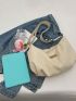 Letter Patch Detail Hobo Bag Polyester With Bag Charm Casual