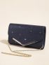 Small Flap Envelope Bag Glamorous Metal Decor Chain Glitter