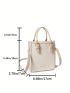 Mini Square Bag Fashionable Litchi Embossed Letter Graphic Double Handle Pu