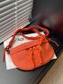 Fashionable Trendy Women's Simple Solid Color Saddle Bag