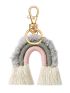 Bohemia Plush Rainbow Keychain Tassel Weave Key Chain Keyring Bag Charm