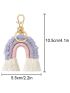 Bohemia Plush Rainbow Keychain Tassel Weave Key Chain Keyring Bag Charm