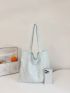 Large Shopper Bag Heart Pattern Double Handle No-Closure Casual Polyester