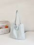 Large Shopper Bag Heart Pattern Double Handle No-Closure Casual Polyester