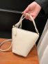 Mini Bucket Bag Adjustable Strap Zipper Minimalist Pu