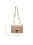 Mini Square Bag Embroidered Detail Flap Pu Fashionable