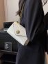 Mini White Fashionable Metal Decor Flap Square Bag