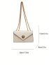 Mini White Fashionable Metal Decor Flap Square Bag