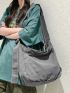 Large Hobo Bag With Zipper Canvas Casual