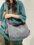 Large Hobo Bag With Zipper Canvas Casual