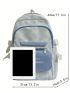 Letter Embroidery Classic Backpack Striped Pattern Preppy Adjustable Strap