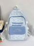 Letter Embroidery Classic Backpack Striped Pattern Preppy Adjustable Strap