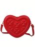 Simple Women Heart Embossed One Shoulder Crossbody Bag