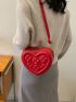 Simple Women Heart Embossed One Shoulder Crossbody Bag