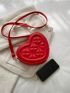 Simple Women Heart Embossed One Shoulder Crossbody Bag