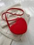 Simple Women Heart Embossed One Shoulder Crossbody Bag