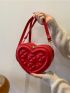 Simple Women Heart Embossed One Shoulder Crossbody Bag