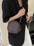 Mini Circle Bag Vintage Geometric Pattern Zipper PU