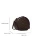 Mini Circle Bag Vintage Geometric Pattern Zipper PU