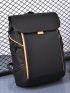 Two Tone Flap Backpack With Zipper Unisex