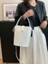 Stitch Detail Bucket Bag White Zipper Elegant