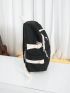 Letter Patch Decor Classic Backpack Black Preppy Adjustable Strap