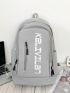 Letter Graphic Laptop Backpack Lightweight Zipper Fashion