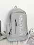 Letter Graphic Laptop Backpack Lightweight Zipper Fashion