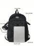 Large Capacity Letter Patch Two-Piece Casual Drawstring Decor Functional Backpack For Men And Women