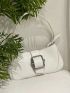 Fashion Baguette Bag White Zipper Shoulder Bag Solid Color For Women