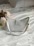 Fashion Baguette Bag White Zipper Shoulder Bag Solid Color For Women