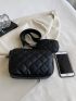 Quilted Pattern Square Bag With Coin Purse Black