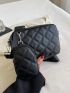 Quilted Pattern Square Bag With Coin Purse Black