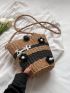 Simple Flower Embellished Straw Woven Bag For Women Beach Crossbody Bag