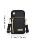 Metal Decor Phone Wallet Zipper Adjustable Strap