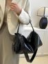Black Minimalist PU Wander Bag with Top Single Handle Suitable for Office