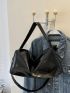Black Minimalist PU Wander Bag with Top Single Handle Suitable for Office