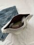 White Unisex Casual Hobo Bag With Coin Purse and Adjustable Shoulder Strap