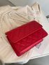 Red Pearl Decor Flip Style Fashionable PU Square Bag for Daily Use