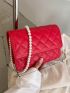 Red Pearl Decor Flip Style Fashionable PU Square Bag for Daily Use