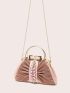 Pink Glitter Rhinestone Decor Metal Chain Evening Bag Suitable for Wedding Party