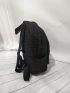 Letter Patch Decor Classic Backpack Medium Zipper Black