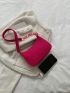 Fluorescent Pink Fashionable Hobo Bag With Metal Chain