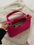 Fluorescent Pink Fashionable Hobo Bag With Metal Chain