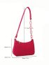 Fluorescent Pink Fashionable Hobo Bag With Metal Chain