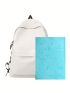 Letter Pattern Multi-pocket Casual Backpack with Adjustable Shoulder Strap