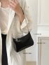 Mini Hobo Bag Embossed Detail Minimalist Black