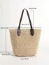 Straw Bag Women Lightweight Tote Purse Shoulder Handle Large Capacity Summer Beach Handbag