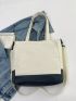 Medium Shopper Bag Pocket Front Two Tone Casual